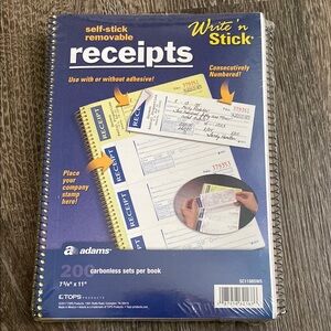 Adams Blue and Yellow Write 'n Stick Receipt Book